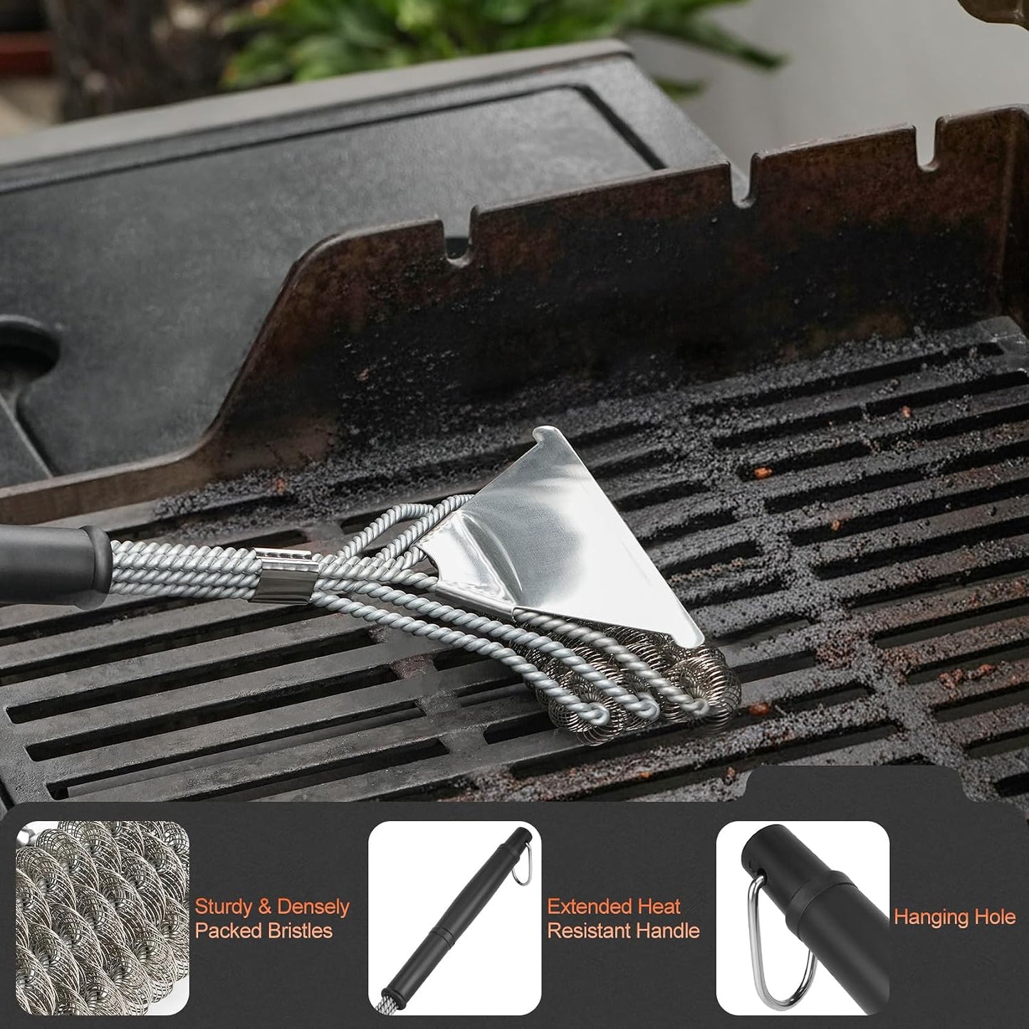 onlyfire 4-in-1 Grill Deep Cleaning Kit, Complete BBQ Cleaner Set for Gas, Charcoal, Electric & Flat-Top Grills – Heavy Duty Grill Brush, Burner Needle Cleaner & Scrapers