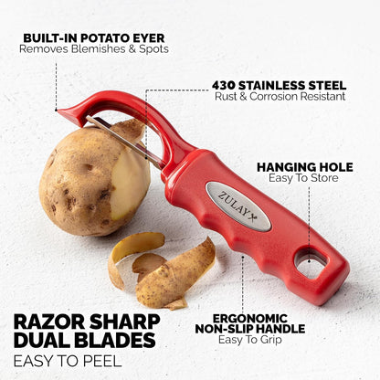 Zulay Kitchen Premium Potato Peeler, Vegetable Peeler for Kitchen, Black