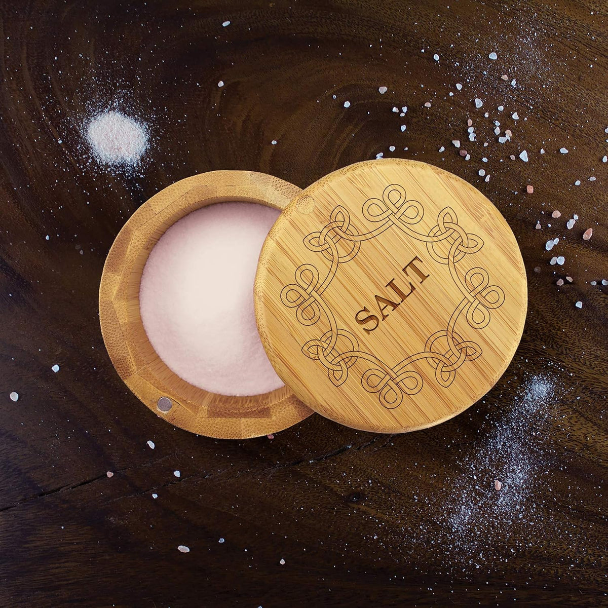 Totally Bamboo Salt Cellar with Swivel Lid, Salt Container for Countertop