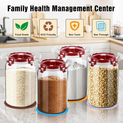 10L / 2.6 Gallon Glass Flour Storage Container with Airtight Lid & Handle, Large 10 lb Flour Canister, 20 lb Rice Jar, Wide Mouth Pantry Canister for Sugar, Pasta, Cereal