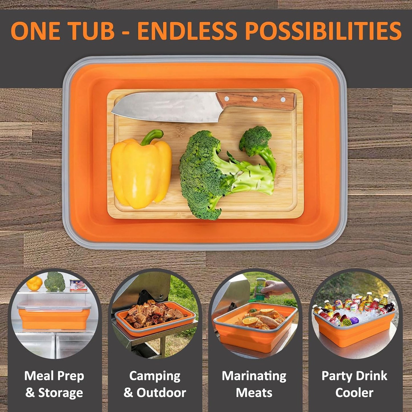 XL Collapsible Marinating Container,Large-Capacity Grill Accessory Perfect For Bbqs And Parties,Marinade And Brining Prep, Collapsible Silicone Food Storage Containers Set With Lid(10L/2.64Gallon)