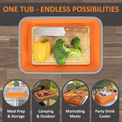 XL Collapsible Marinating Container,Large-Capacity Grill Accessory Perfect For Bbqs And Parties,Marinade And Brining Prep, Collapsible Silicone Food Storage Containers Set With Lid(10L/2.64Gallon)