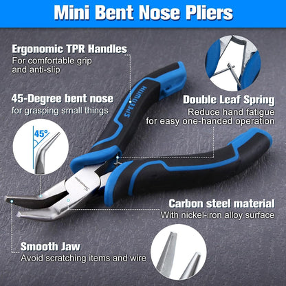 SPEEDWOX Long Reach Bent Needle Nose Pliers With Smooth Jaw Angled Needle Nose Pliers For Jewelry Making Fish Bone Pliers Tweezers Bent Chain Nose Pliers For Wire Bending And Small Object Gripping