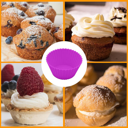 6 pack Silicone Baking Cups, Reusable Muffin Liners Non-Stick Cup, Cake Molds Set,Cupcake Silicone Liner Cupcake Holder,Bpa Free (navy blue)