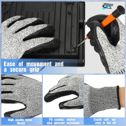 Copkim 18 Pairs Level 5 Cut Resistant Gloves Lightweight Protective Gloves with PU Coated Working accessories for Women Men