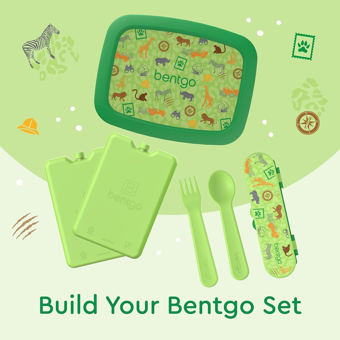 Bentgo Kids Utensil Set - Reusable Plastic Fork, Spoon & Storage Case - BPA-Free Materials, Easy-Grip Handles, Dishwasher Safe - Ideal for School Lunch, Travel, & Outdoors (Shark)