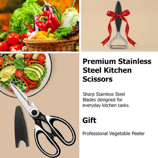 Heavy Duty Kitchen Shears – Sharp Stainless Steel Scissors for Everyday Kitchen Use, 4-in-1, Comfort Grip, Dishwasher Safe