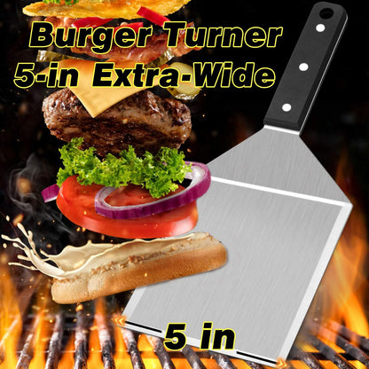 Leonyo Stainless Steel Hamburger Spatulas Turner Heavy Duty, 2 Pack
