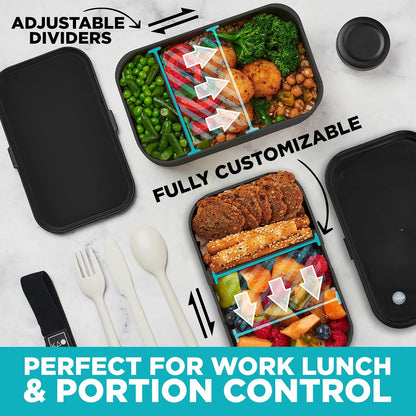 Double Premium Bento Box Adult, 67 fl oz BPA-Free - Cream Stackable Lunch Box with Leak-Proof Lids & Dividers, Perfect for Meal Prep, Lunches & Portion Control