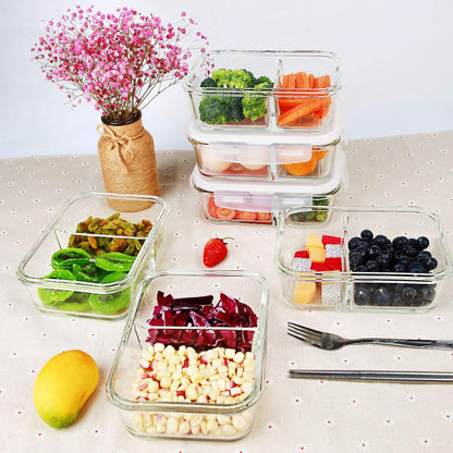 DAS TRUST 10 Pack Glass Meal Prep Containers Meal Prep Bowls Food Storage Containers Glass Food Prep Containers with Lids Lunch Container for Adults Lunch Box Bento Boxes