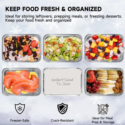Aluminum Pans with Clear Lids - 50 Pack 2.25LB Capacity Disposable Pans with Plastic Dome Lids, 8.5”x6” Heavy Duty Tin Foil Pans for Cake Baking, Cooking, Heating, Storing, Prepping Food