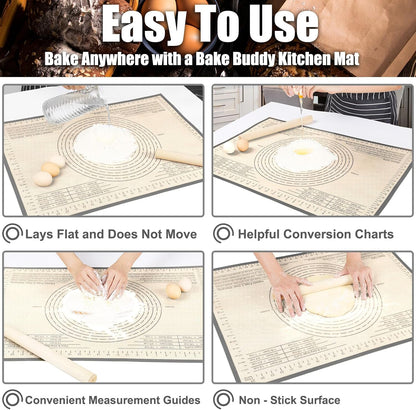 Non-slip Silicone Pastry Mat 36''By 24'' Nonstick Baking Mats Extra Large Counter Mat for Dough Rolling, Pastry, Pie Crust, Fondant, Cookies, Bread, Pasta, Pizza Mat