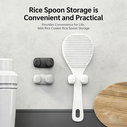 2 Pack Rice Paddle Holder Stand Rest Self Adhesive Mount Rice Spoon Holder Storage Organizer Clip for Rice Spatula Scooper Rice Cooker Rice Maker Steamer Warmer Grain Cooker（white）