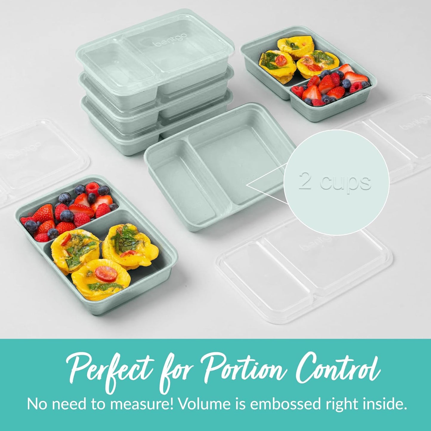 Bentgo Prep - 20-Piece 2-Compartment Reusable Meal Prep Containers with Lids, PFAS & BPA Free Materials, Durable, Microwave, Freezer, & Dishwasher Safe To Go Food Storage (Rose Gold)