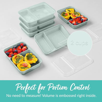 Bentgo Prep - 20-Piece 2-Compartment Reusable Meal Prep Containers with Lids, PFAS & BPA Free Materials, Durable, Microwave, Freezer, & Dishwasher Safe To Go Food Storage (Rose Gold)