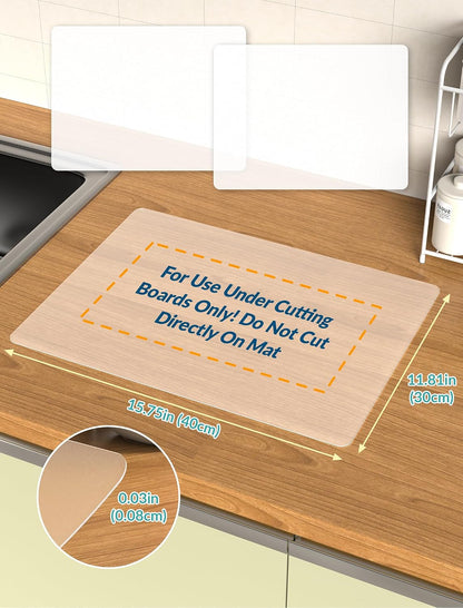 NiHome 2PCS 15.75" x 11.81" Silicone Non-Slip Mat for Cutting Board, Durable Heat-Resistant Kitchen Mat, Silicone Mats for Kitchen Counter, Multi-Purpose Use as Trivet, Coffee or Craft