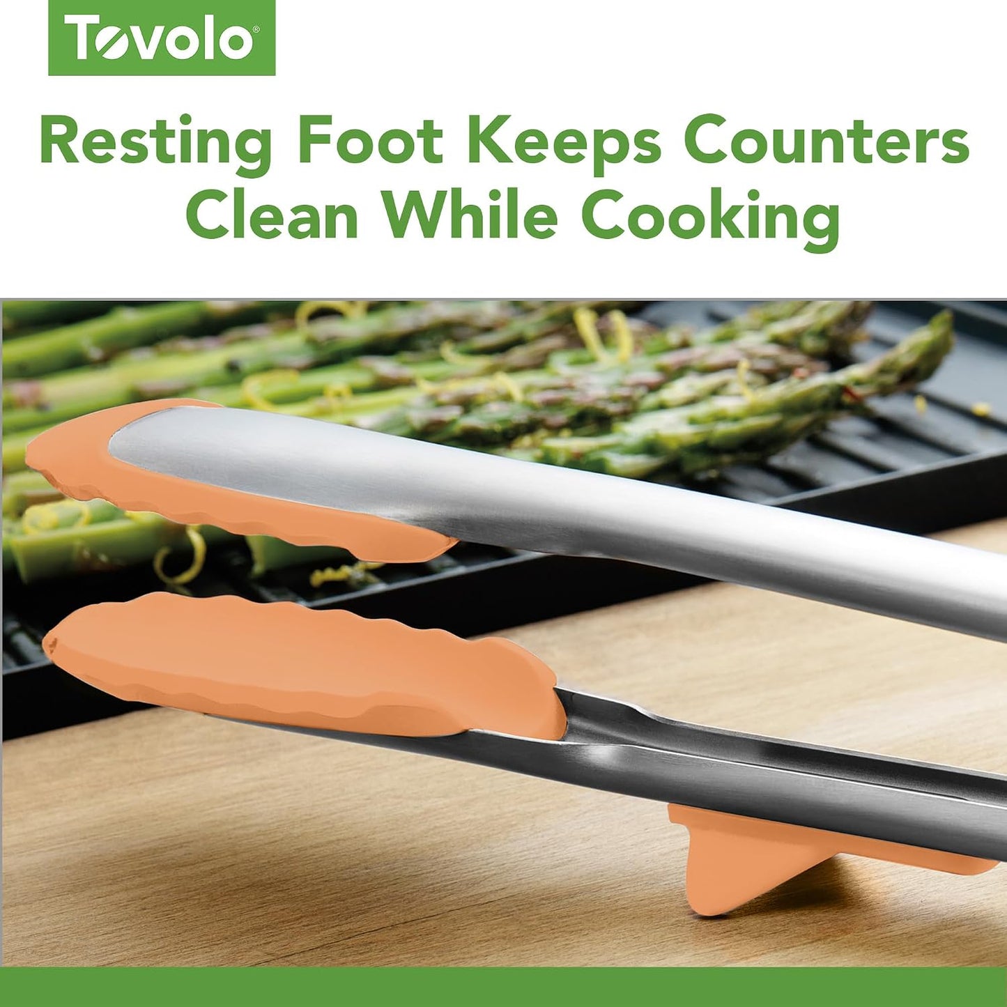 Tovolo Tongs With Silicone Tips Easy Grip 13” Long Kitchen Tongs Stainless Steel Handle For Cooking BBQ, Non Scratch Heat Resistant Locking Metal Silicone Tipped Dishwasher Safe BPA Free, Black