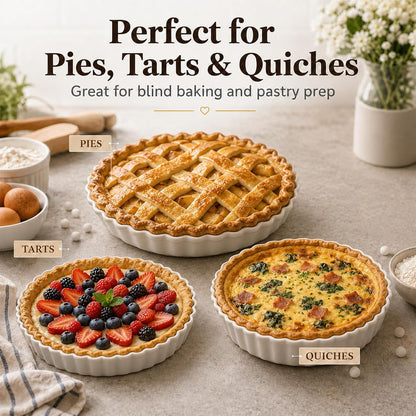 RAINFLOW Ceramic Pie Weights for Blind Baking - 1 LB Reusable Baking Beans