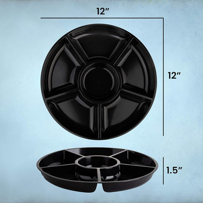 Plasticpro 6 Sectional Round Plastic Serving Tray/Platter (4, Clear)