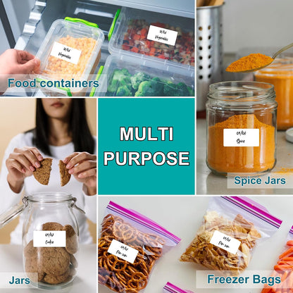 CATIFLIN 1200 Blank Removable Freezer Labels, Waterproof & Oil Resistant Stickers with Perforation Line, Ideal for Food Containers, Jars, and Pantry Organization (1" x 2")