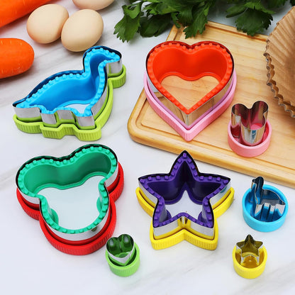 8 Pieces Sandwich Cutters and Sealer, Decruster Sandwich crimpers for Making Sandwiches, Hamburgers, Pies, with Vegetable Fruit Cutters for Kids Lunch Box and Bento Box