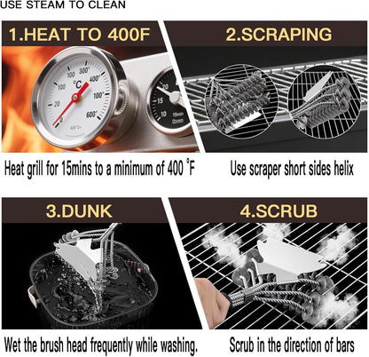 Grill Brush and Scraper Bristle Free Safe BBQ Brush for Grill Stainless Grill Grate Cleaner Safe Grill Accessories for Porcelain/Weber Gas/Charcoal Grill Gifts for Grill Wizard/Men/Dad