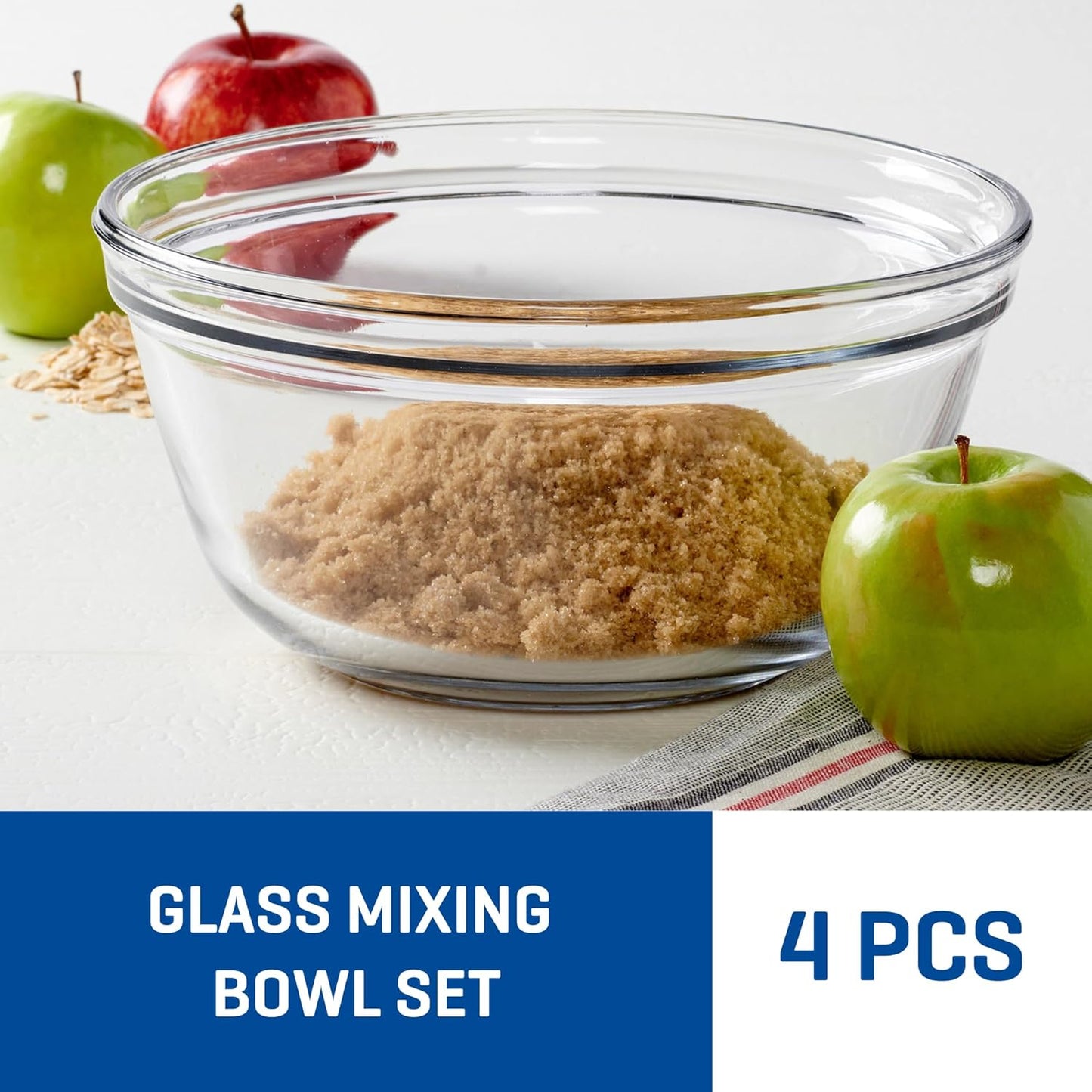 Anchor Hocking 10 Piece Mixing Bowl Set, Nesting Serving Bowls & Mixing Bowls (1 oz, 2 oz, 4 oz, 6 oz, 10 oz, 16 oz, 1 Qt, 1.5 Qt, 2.5 Qt, 3.5 Qt)