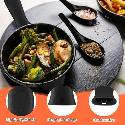 Domensi 4 Pcs Silicone Hot Handle Holder Set Cast Iron Skillet Handle Covers Heat Resistant Silicone Assist Handle Holder for Frying Pans Cast Iron Skillet Griddles Cookware(Grey)