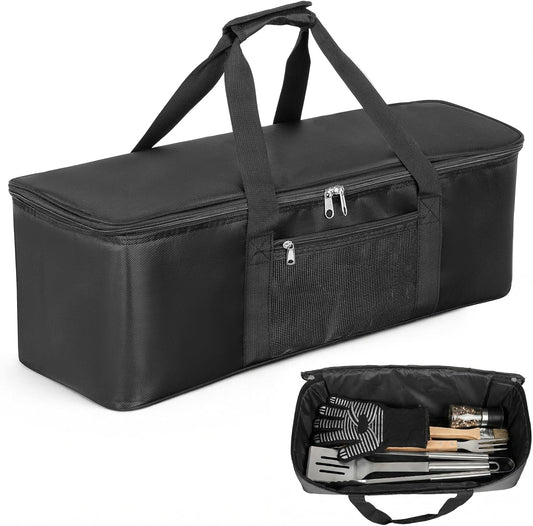 Grill Tool Storage Bag, 23.6" x9.8 x7.9 Large Capacity Grill Accessory Storage, Heavy-Duty Grills Utensil Storages with Pockets, Outdoor BBQ Utensil Holder, Grilling Tools Storages for Camping Picnic