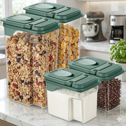 Tribello Food Storage Dispenser with Pour Spout Lid – Pantry Bin – Clear Slim Food Storage Container for Rice, Sugar, Cereal – BPA Free - Kitchen Organization (Small 1.9 Quarts - 2pack)