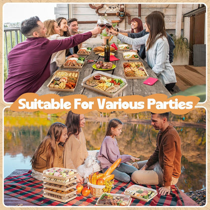 30 Pack Catering Trays with Clear Lids 10.3" x 7.3" Serving Trays Kraft Paper Charcuterie Boxes Party Platters Take Out Food Containers for Snacks Fruit Cookies Dessert Sandwiches