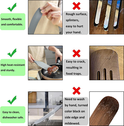 To encounter Silicone Spurtles Set, 7 Piece Nonstick Spurtle Kitchen Utensils, Silicone Spatula, Heat Resistant Spurtle for Salad Stir, Cake Make and Pan-Fried Steak