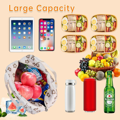 Lunch Bag for Women Men Girl,Large Cute Corduroy Lunch Tote Bags - Reusable Insulated Lunch Box for women with Handle, Leakproof WaterProof Design for Office, School, Work,Picnic.