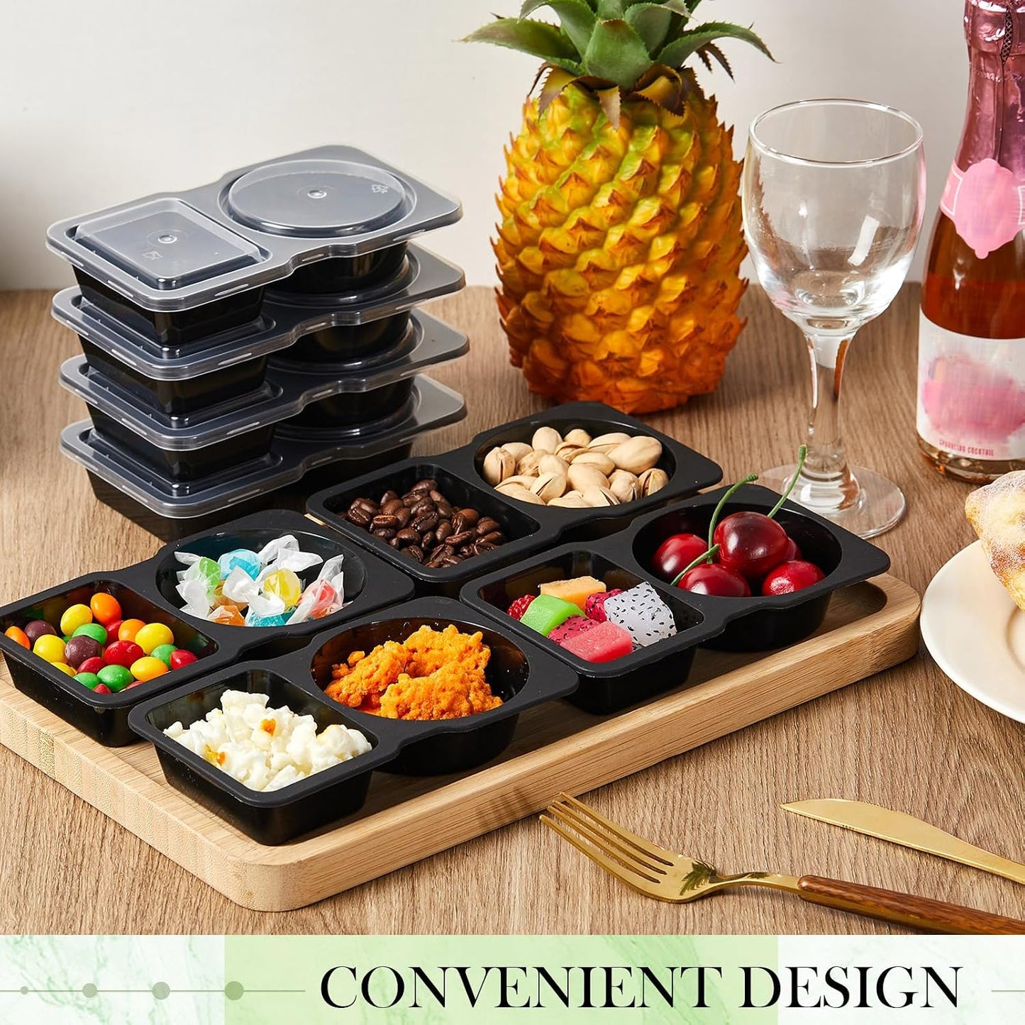 Blushtier 10 Pcs Pack Snack Containers with Lids, 5 oz Double Compartment Plastic Food Containers, Portable Divided Snack Cups for School, Office, Meal Prep, Sauces, Dips, On-the-go Camping (Clear)