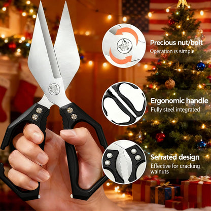 Multifunctional Heavy Duty Kitchen Shears,Kitchen Shears for Cutting Chicken,Kitchen Scissors for Food, Japanese High-Carbon Steel Culinary Poultry Shears, for Chicken,Meat,Fish,Bone Cutting(Silver)