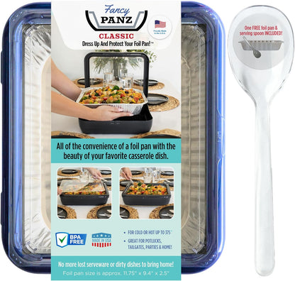 Fancy Panz Red Classic Aluminum Foil Pan Carrier with Secure Latch Lid - Reusable Casserole Carrier for Half Size Pans - Food Transport Holder for Potlucks, Parties, Tailgates & Entertaining