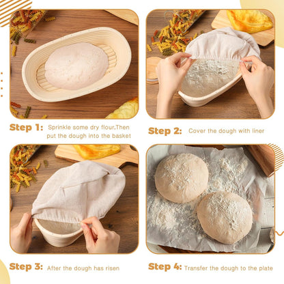 Gejoy 8 Pack 10 Inch Oval Banneton Bread Proofing Basket for Bakers