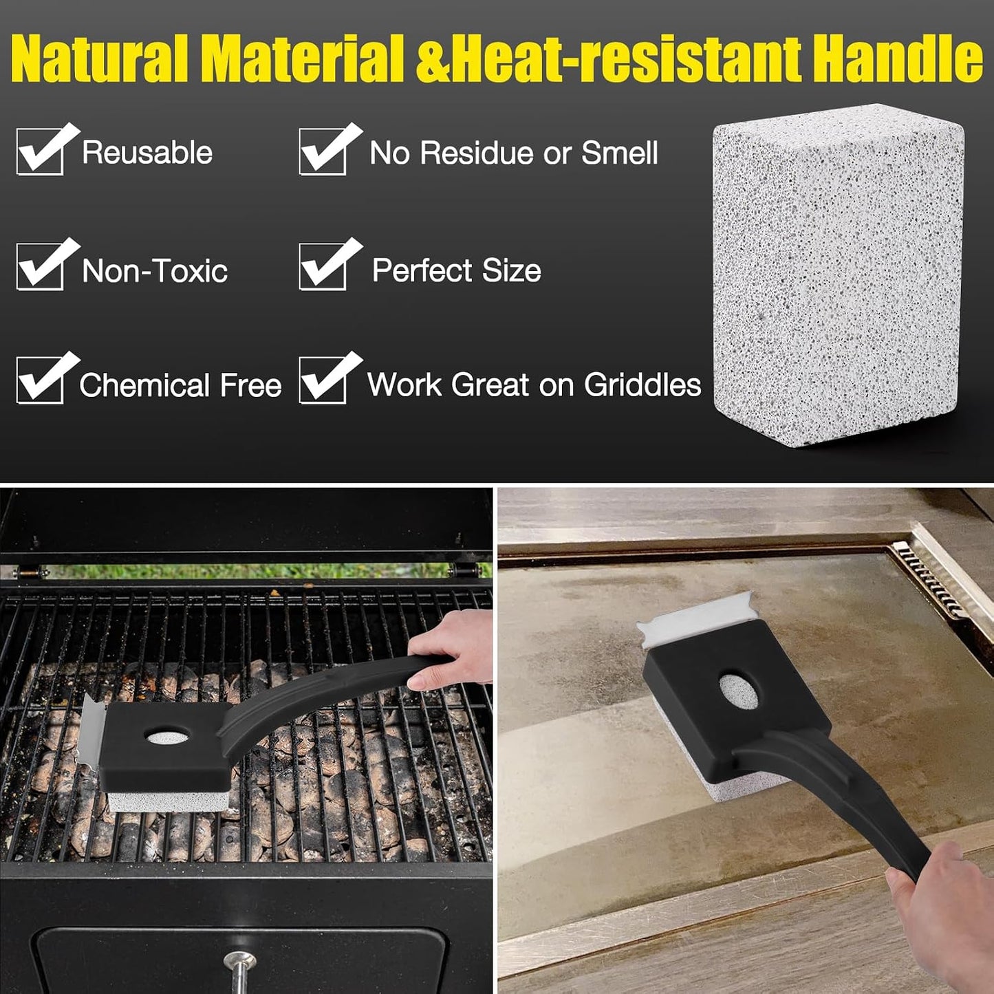 Grill Brush Bristle-Free – Steam Cleaning – Includes 2 Extra Brush Head – Heavy-Duty Barbecue Scraper