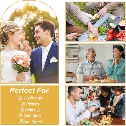 12 Pcs White and Gold Rim Plastic Serving Trays, Disposable Platters Rectangle Serving Trays and Platters for Food Fruit Dessert Cupcakes Cookies Appetizers Parties Holiday Weddings 13''x7.9''