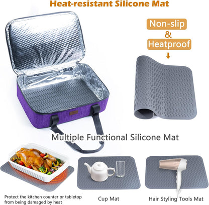 BAGSPRITE Insulated Casserole Carrier for Hot or Cold Food with Heat-resistant Mat, Casserole Dish Carrier Insulated Food Carrier, Hot Food Carrier, Foil Pan Carrier Fits 9" x 13" Baking Dish