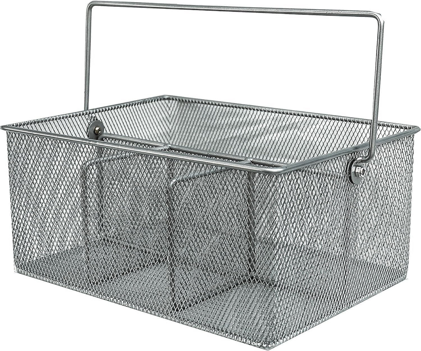 Utensil Caddy - Silverware Caddy for Parties, Spoon Holder, Buffet Organizer for Condiments, Napkin, Forks, Knives - Stainless Steel Flatware Caddy for Home, (Silver)