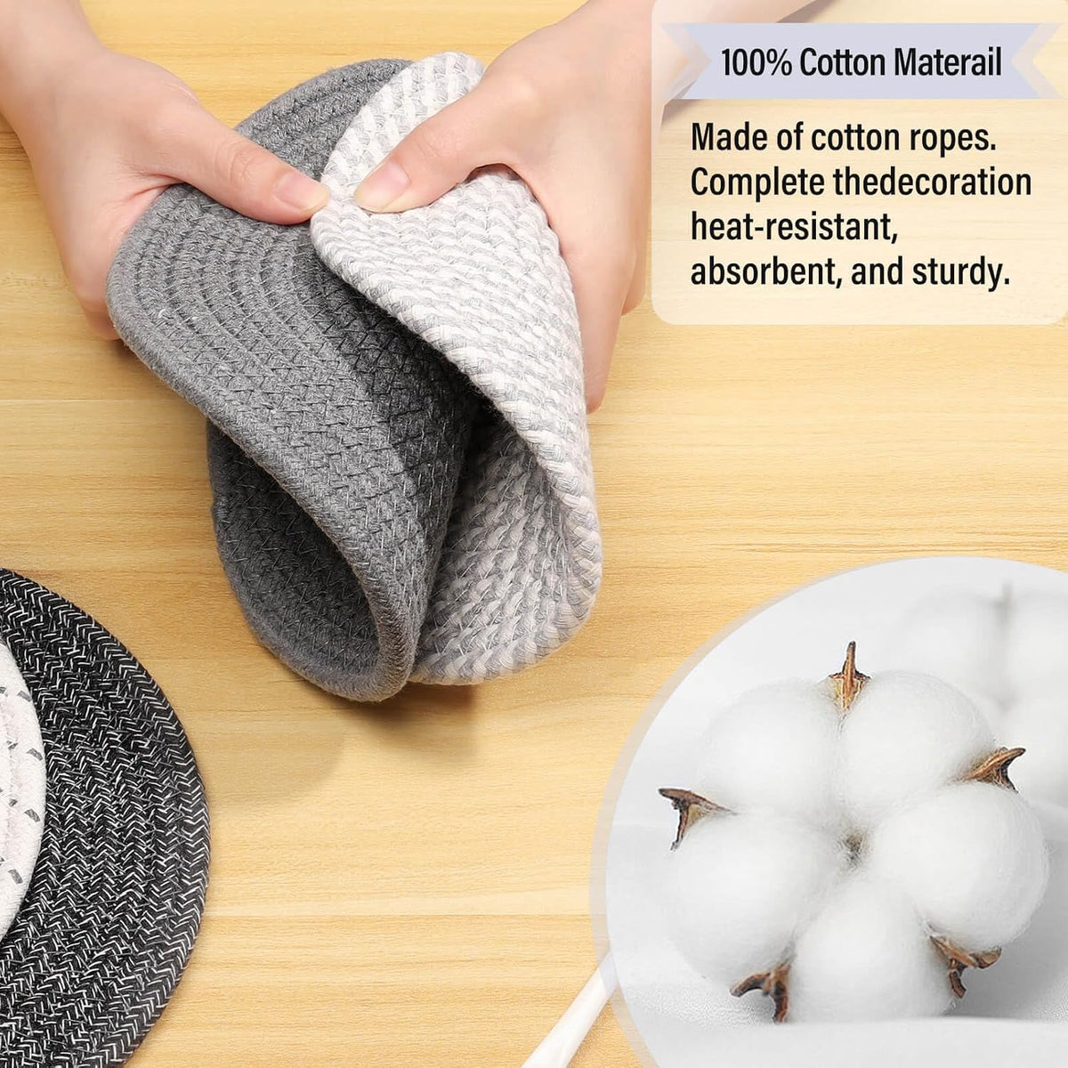Tidponra Trivet Mats Set for Hot Dishes, 5 Heat Resistant Pot Holders Kitchen Counter, Table, Home Essentials, Anti Stain Hot Pads Plate Mats for Hot pots and Pans, 7 Inches