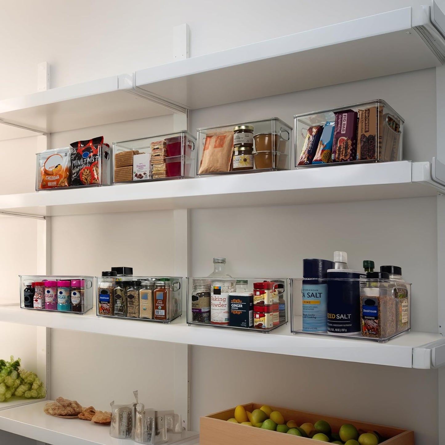 CLEARSPACE Plastic Storage Bins With lids – Perfect Kitchen Fridge Organizer, Pantry Organization, Cabinet Organizers (4 Pack)