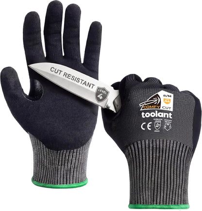 toolant ComfyCut A4 Cut Resistant Work Gloves, 1 Pair, Dark Gray, Large