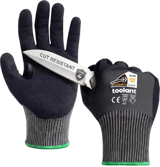 toolant ComfyCut A4 Cut Resistant Work Gloves, 1 Pair, Dark Gray, Large