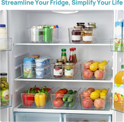 Vtopmart 8pcs Clear Organizers and Storage Bins with Lids, Stackable Plastic Storage Containers with Handles for Fridge, Freezer, Pantry, Cabinet, Kitchen Organization