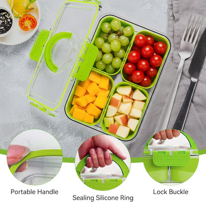 Snackle Box Container,2 Pack Divided Clear Snack Box Serving Tray with Lid and Handle,Charcuterie Board with Lid, Snack Organizer for Beach Picnic, Refrigerator Fresh, Party, Holidays and Travel