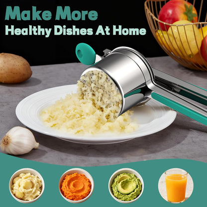 Large 15oz Potato Ricer for Mashed Potatoes, Heavy Duty 18/8 Stainless Steel Potato Masher for Baby Food & Spaetzle Maker, Masher and Ricer Kitchen Tool, Press and Mash Kitchen Gadget, Black