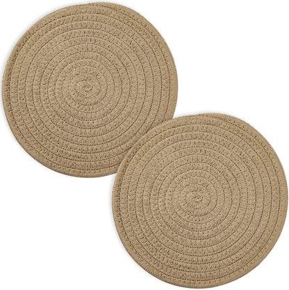 Trivets for Hot Dishes, Pots and Pans, 8 Inches Hot Pads 5 Pcs, Pot Holders for Kitchen, Heat Resistant Mat Protect Counter, Coasters Set Home Essentials Farmhouse Decor (Brown)
