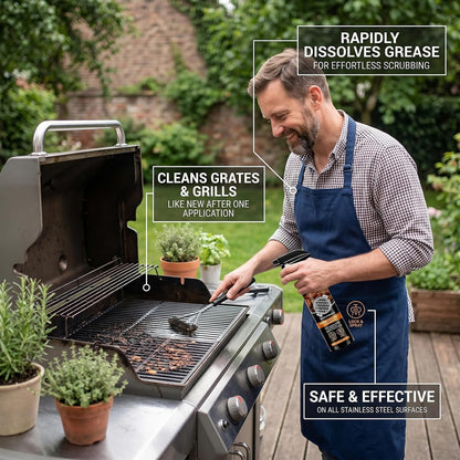 RAINPOT SAKER Grill Cleaner Spray for Outdoor BBQ 8 OZ- Heavy Duty Degreaser for Grates and Racks, Multi-Purpose Kitchen Grease Remover for Griddle, Oven & Stovetop (3pcs)